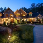Twilight Exterior photo Front Elevation of Luxury Home in Atlanta