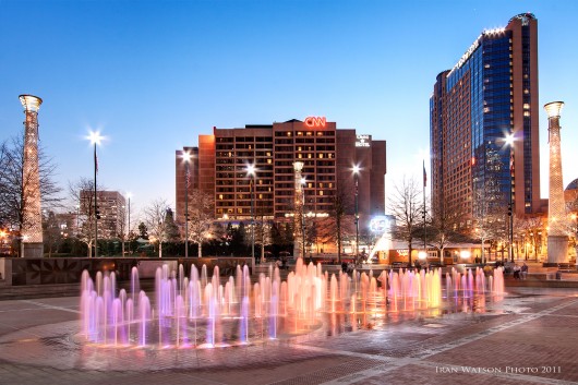 Centennial Park Fountain light show in Atlanta Georgia 