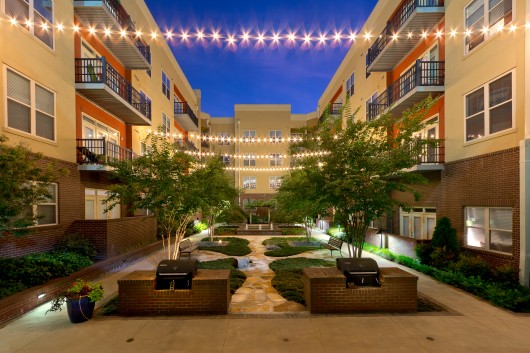 Twilight photo of Atlanta Apartment Courtyard